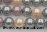 CSB365 15.5 inches 12mm round mixed color shell pearl beads