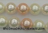 CSB370 15.5 inches 14mm round mixed color shell pearl beads