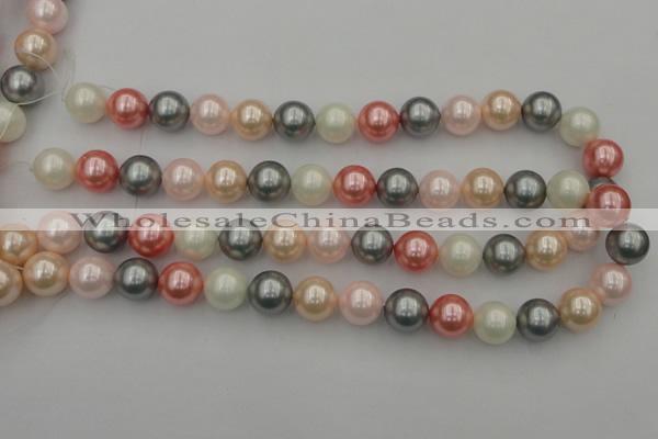 CSB376 15.5 inches 14mm round mixed color shell pearl beads