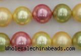 CSB378 15.5 inches 14mm round mixed color shell pearl beads