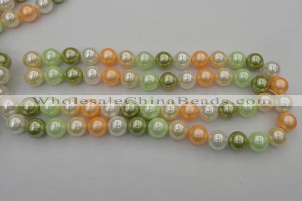 CSB379 15.5 inches 14mm round mixed color shell pearl beads