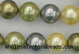 CSB380 15.5 inches 14mm round mixed color shell pearl beads