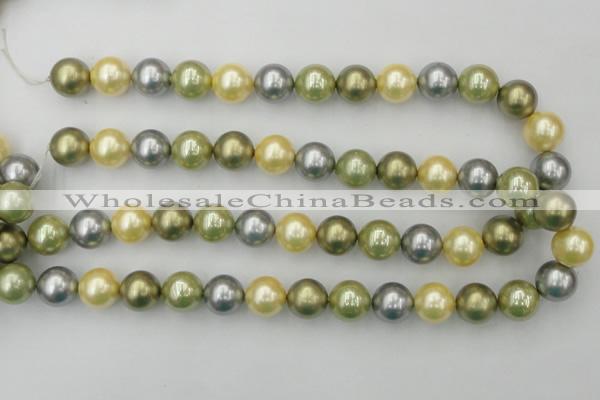 CSB380 15.5 inches 14mm round mixed color shell pearl beads