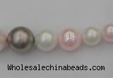 CSB406 15.5 inches 8mm - 16mm round mixed color shell pearl beads