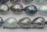 CSB417 12*15.5mm faceted teardrop mixed color shell pearl beads