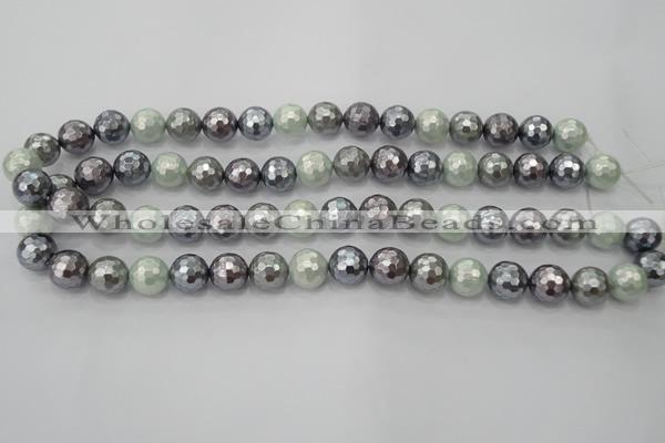 CSB461 15.5 inches 10mm faceted round mixed color shell pearl beads