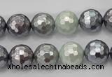 CSB462 15.5 inches 12mm faceted round mixed color shell pearl beads