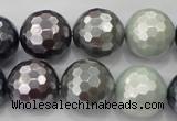 CSB464 15.5 inches 16mm faceted round mixed color shell pearl beads