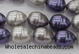 CSB551 15.5 inches 12*15mm whorl teardrop mixed color shell pearl beads