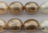 CSB678 15.5 inches 16*19mm oval mixed color shell pearl beads