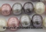 CSB694 15.5 inches 13*15mm oval mixed color shell pearl beads