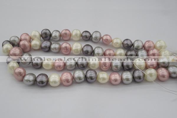 CSB694 15.5 inches 13*15mm oval mixed color shell pearl beads