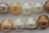 CSB695 15.5 inches 13*15mm oval mixed color shell pearl beads