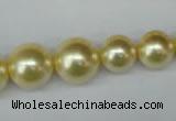 CSB923 15.5 inches 8mm - 14mm round shell pearl beads wholesale