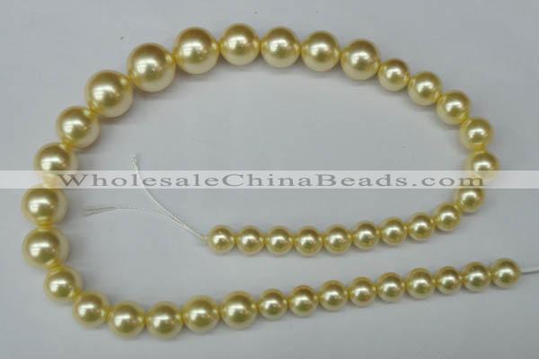 CSB923 15.5 inches 8mm - 14mm round shell pearl beads wholesale