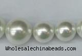 CSB930 15.5 inches 8mm - 16mm round shell pearl beads wholesale