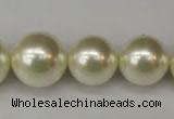 CSB931 15.5 inches 8mm - 16mm round shell pearl beads wholesale