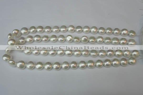 CSB940 15.5 inches 12mm flat round shell pearl beads wholesale