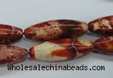 CSE208 15.5 inches 10*30mm rice dyed natural sea sediment jasper beads