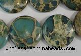 CSE5032 15.5 inches 22mm flat round natural sea sediment jasper beads