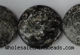 CSI30 15.5 inches 30mm flat round silver scale stone beads wholesale