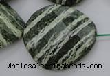 CSJ128 15.5 inches 30*38mm faceted freeform green silver line jasper beads