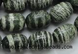 CSJ16 15.5 inches 13*18mm egg-shaped green silver line jasper beads