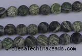 CSJ500 15.5 inches 4mm round matte green silver line jasper beads