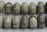 CSL03 15.5 inches 9*16mm rondelle silver leaf jasper beads wholesale