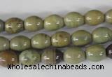 CSL103 15.5 inches 8*10mm rice silver leaf jasper beads wholesale