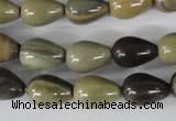 CSL104 15.5 inches 10*14mm teardrop silver leaf jasper beads wholesale