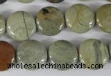 CSL116 15.5 inches 15mm flat round silver leaf jasper beads wholesale