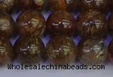 CSL225 15.5 inches 14mm round gold leaf jasper beads wholesale