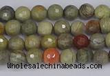 CSL230 15.5 inches 4mm faceted round silver leaf jasper beads