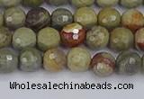 CSL231 15.5 inches 6mm faceted round silver leaf jasper beads