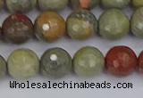 CSL232 15.5 inches 8mm faceted round silver leaf jasper beads