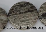 CSL37 15.5 inches 40mm flat round silver leaf jasper beads wholesale