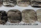 CSL55 15.5 inches 20*20mm square silver leaf jasper beads wholesale