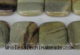 CSL60 15.5 inches 20*20mm square silver leaf jasper beads wholesale