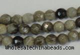 CSL90 15.5 inches 4mm faceted round silver leaf jasper beads wholesale