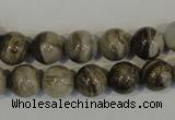 CSL92 15.5 inches 10mm round silver leaf jasper beads wholesale