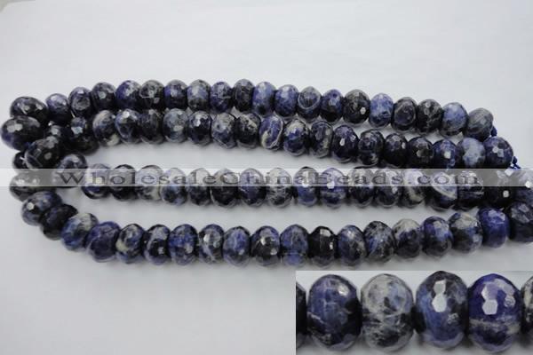 CSO355 15.5 inches 10*16mm faceted rondelle natural sodalite beads