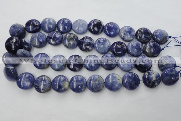 CSO380 15.5 inches 20mm flat round natural sodalite gemstone beads