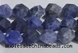 CSO566 15.5 inches 8mm faceted nuggets matte sodalite beads