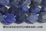 CSO567 15.5 inches 10mm faceted nuggets matte sodalite beads