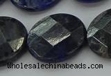 CSO711 15.5 inches 25mm faceted coin sodalite gemstone beads