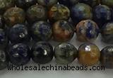 CSO752 15.5 inches 8mm faceted round orange sodalite beads