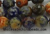 CSO753 15.5 inches 10mm faceted round orange sodalite beads