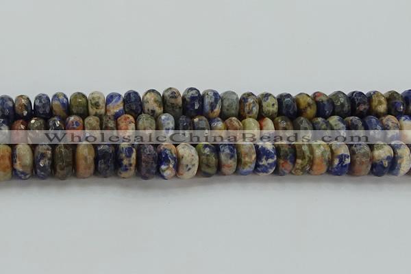 CSO765 15.5 inches 8*14mm faceted rondelle orange sodalite beads