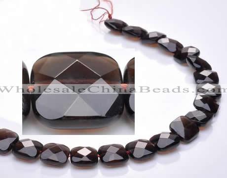 CSQ09 14*14mm faceted square natural smoky quartz bead Wholesale